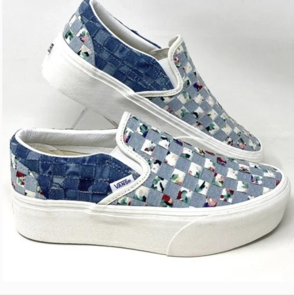 Vans Slip-On Stackform Woven Denim & Floral Blue Multicolor